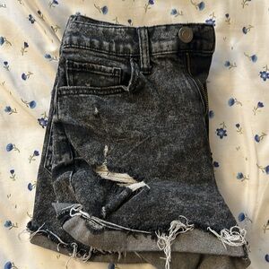 black distressed jean shorts